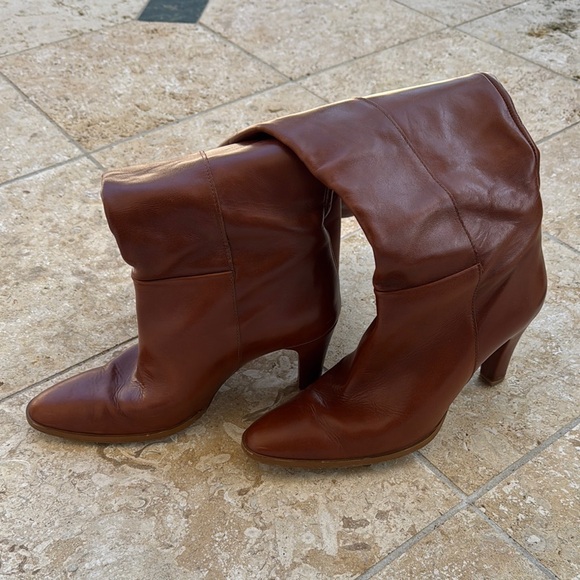Zara Brown Knee High Brown Leather Boots - Picture 2 of 7